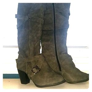 Faux Leather Grey Boots